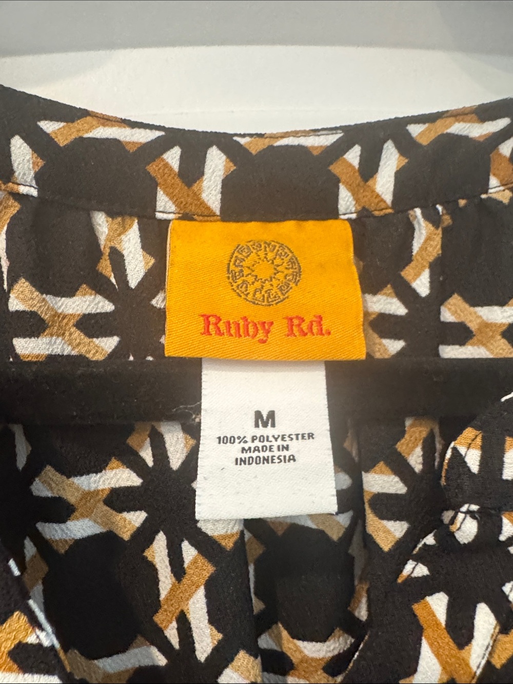 Ruby Rd. Black and Gold Geometric Button-Front Blouse - Picture 2 of 5